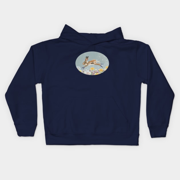 Clover the leaping hare Kids Hoodie by KayleighRadcliffe